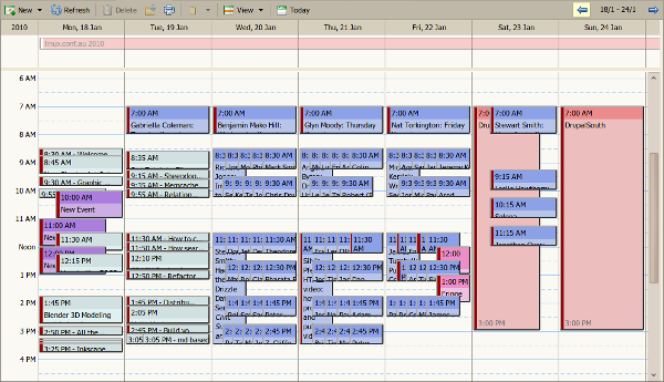 iCal Representation of LCA2010 and two miniconfs
