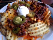 Chilli cheese waffles fries.
